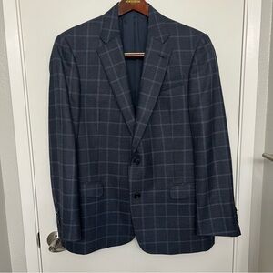 Armani Collezioni Navy Checkered Blazer